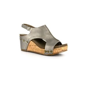 Corkys Metalic Pewter Wedge Sandals Size 9
